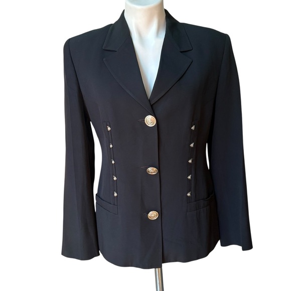 Versace Jeans Collection Jackets & Blazers - Vintage 90’s Versace Jeans Couture Black Wool Blazer, Sz 6